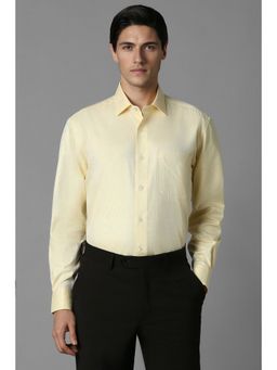 Louis Philippe - Men Yellow Textured Full Sleeves Regular Fit Formal Shirt