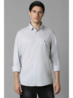 Louis Philippe - Men Grey Printed Full Sleeves Slim Fit Casual Shirt