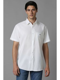 Louis Philippe - Men White Solid Half Sleeves Slim Fit Casual Shirt