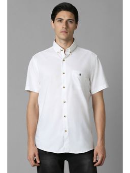 Louis Philippe - Men White Solid Half Sleeves Slim Fit Casual Shirt