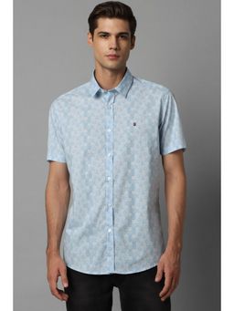Louis Philippe - Men Blue Printed Half Sleeves Slim Fit Casual Shirt