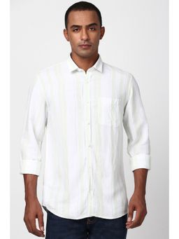 Peter England - Men White Stripes Full Sleeves Slim Fit Casual Shirt