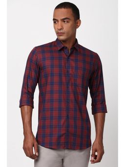 Peter England - Men Multi-Color Checks Full Sleeves Slim Fit Casual Shirt