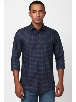 Peter England - Men Multi-Color Checks Full Sleeves Slim Fit Casual Shirt