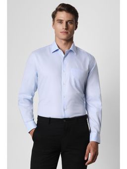 Van Heusen - Men Blue Solid Full Sleeves Regular Fit Formal Shirt