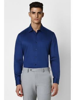 Van Heusen - Men Indigo Solid Full Sleeves Regular Fit Formal Shirt