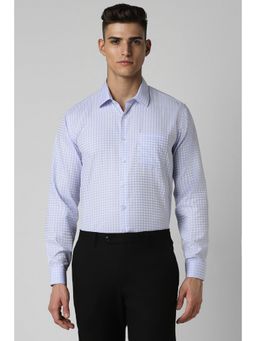 Van Heusen - Men Blue Checks Full Sleeves Slim Fit Formal Shirt