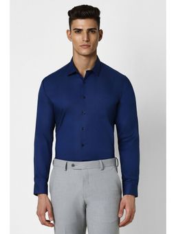 Van Heusen - Men Indigo Solid Full Sleeves Slim Fit Formal Shirt