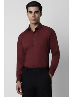 Van Heusen - Men Maroon Solid Full Sleeves Slim Fit Formal Shirt
