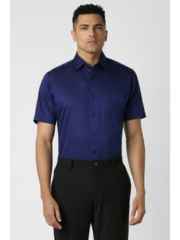 Van Heusen - Men Blue Solid Half Sleeves Regular Fit Formal Shirt