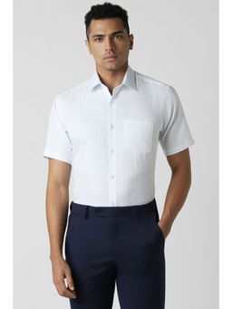 Van Heusen - Men White Checks Half Sleeves Regular Fit Formal Shirt