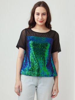 Zink London - Womens Black Embellished Top