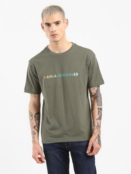 Levi's - Men Olive Green Round-Neck T-shirt
