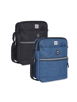 NFI Essentials - Small Unisex Sling and Cross Black & Blue Body Bag for Travelling (Pack of 2)