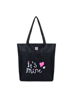NFI Essentials - Polyester Printed Tote Bag for Women with Zipper Black