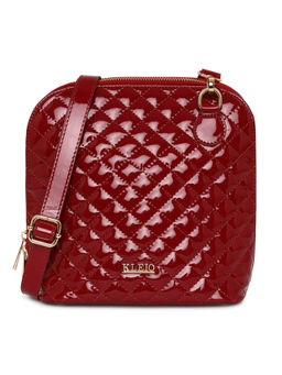 KLEIO - Patent PU Leather Party Side Sling Crossbody Handbag for Women Girls (HO8052KL-MA)(MAROON)