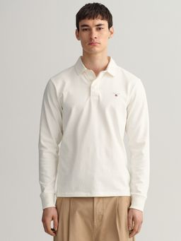 GANT - Men Off White Solid Regular Fit Polo T-Shirt