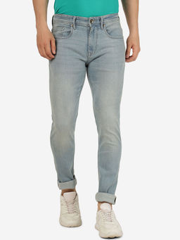 JadeBlue - Mens Cotton Stretch Washed Light Blue Slim Fit Jeans