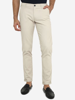 Greenfibre - Mens Cream Slim Fit Casual Trouser