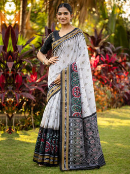 Akhilam - Women Off White Silk Blend Saree with Unstitched Blouse