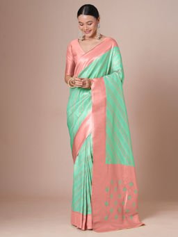 Akhilam - Women Blue Silk Blend Saree with Unstitched Blouse