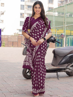 Akhilam - Women Magenta Silk Saree with Unstitched Blouse
