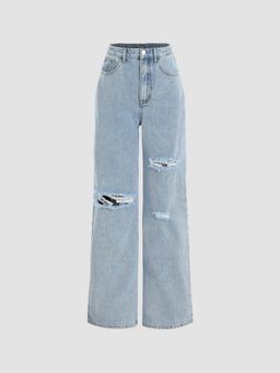 Cider - Denim Classic Ripped Straight Leg Jeans
