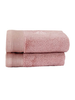 Maspar - Vintage 550GSM Royal Redux Floral Play Cotton Pink Embroidery Hand Towel (Set Of 2)