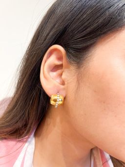 Nam Jewels - Half Wrap Hoop Earrings - White