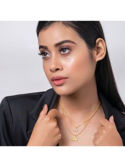 Putstyle - Gingko Double Layer Necklace - White