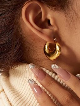 Putstyle - Chunky Hoop Earrings - Gold