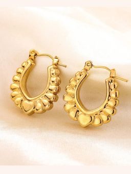 Putstyle - Classic Heart Motif Hoop Earrings - Gold
