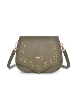 E2O - Olive Metal Detailing Embellished Sling Bag