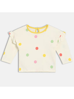 MINI KLUB - White Polka Dot Printed Knit Top
