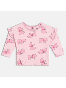 MINI KLUB - Pink Heart Printed Knit Top