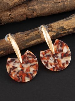 E2O - Contemporary Gold Plated Drop Earring Embellished with Ruby Beads