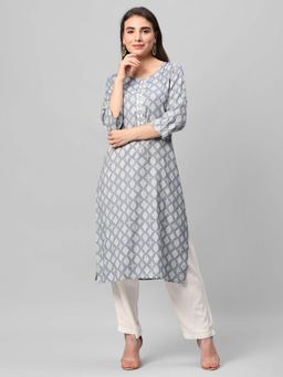 Shree - Women Cotton Grey Printed Kurta