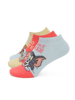 Balenzia - Womens Tom & Jerry Cartoon Themed Low-Cut Socks (Pack of 3)