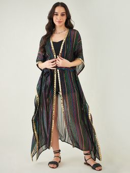 First Resort by Ramola Bachchan - Black Lurex Cover-up (set Of 2)
