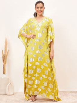 First Resort by Ramola Bachchan - Yellow Ombre Full Length Kaftan