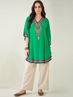 First Resort by Ramola Bachchan - Green Embellished Tunic