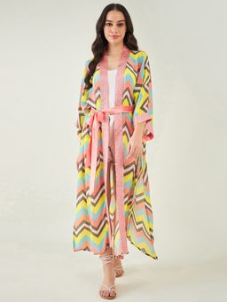 First Resort by Ramola Bachchan - Peach And Yellow Cover-up (Set of 2)