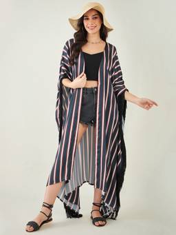 First Resort by Ramola Bachchan - Dark Blue Full Length Cover-up (Set of 2)