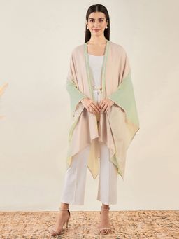 First Resort by Ramola Bachchan - Peach & Pistachio Ombre Cashmere Jacket