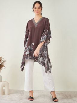 First Resort by Ramola Bachchan - Brown Kaftan