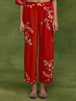 Ancestry - Red Chinoiserie Straight Pant