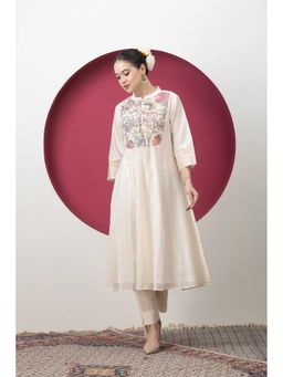 SMRITI GUPTA - Off White Cotton Cutwork Anarkali Kurta