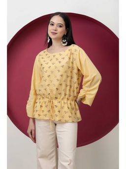 SMRITI GUPTA - Yellow Chanderi Embroidered Top