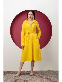 SMRITI GUPTA - Yellow Shirt Dress With Belt