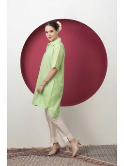 SMRITI GUPTA - Lime Green Cotton Cutwork Tunic